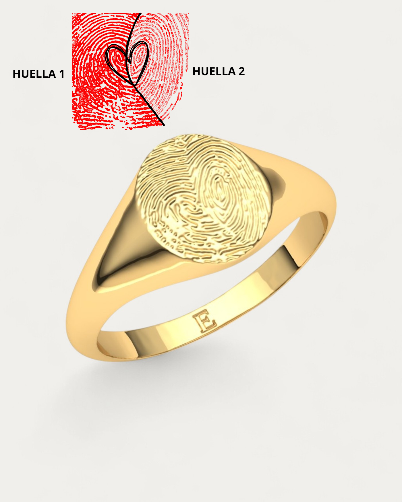 Anillo Sello Huella Ovalado Hombre Oro