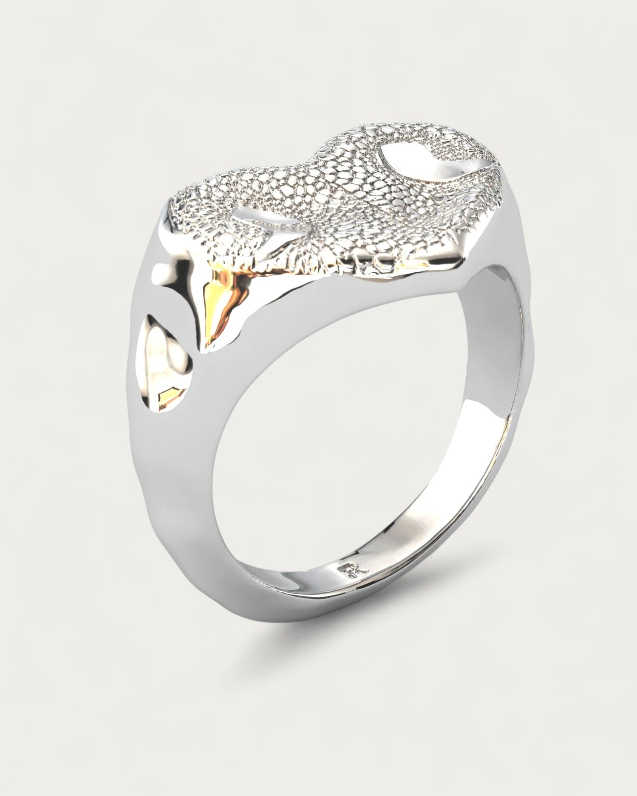 Anillo Huella Nariz Perro o Gato Dorado en Plata de Ley