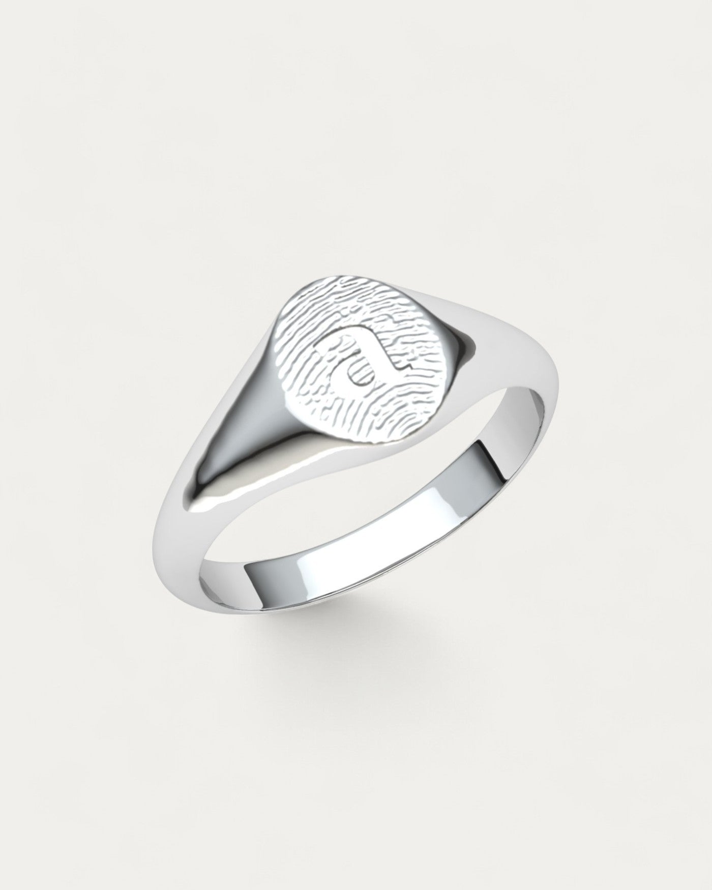 Anillo Sello con Huella Dactilar Pinky Plata