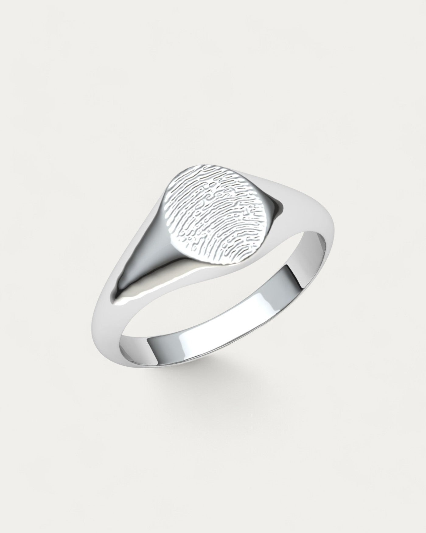 Anillo Sello con Huella Dactilar Pinky Plata