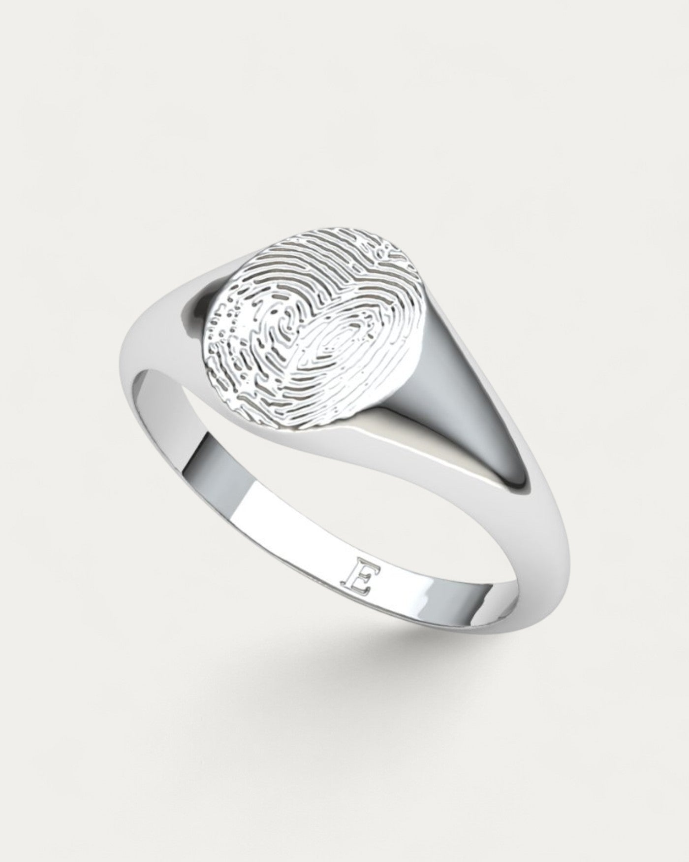 Anillo Sello Huella Ovalado Hombre Plata