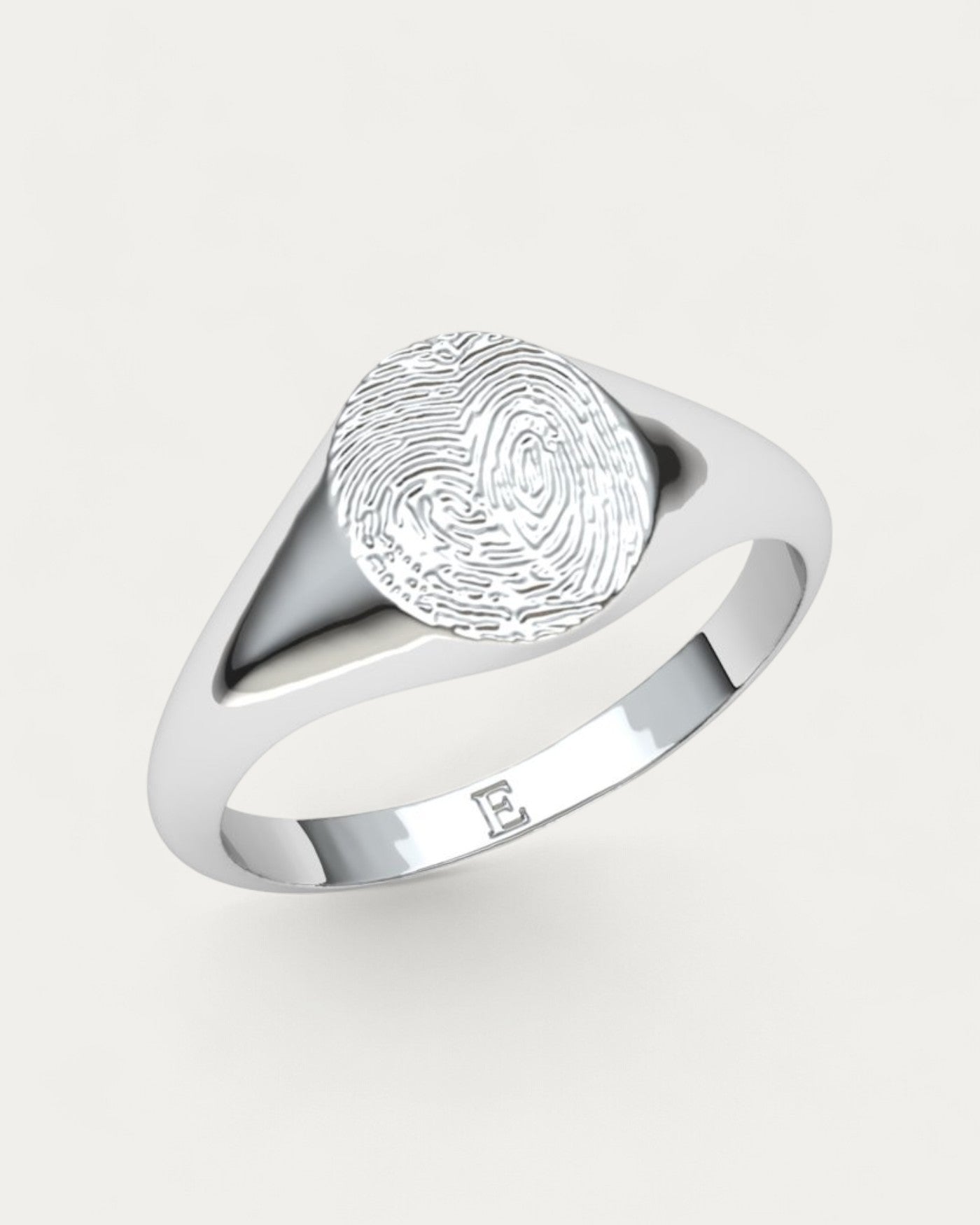 Anillo Sello Huella Ovalado Hombre Plata