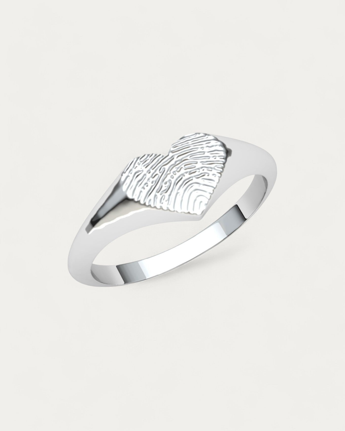 Anillo Sello Huella Corazón Plata