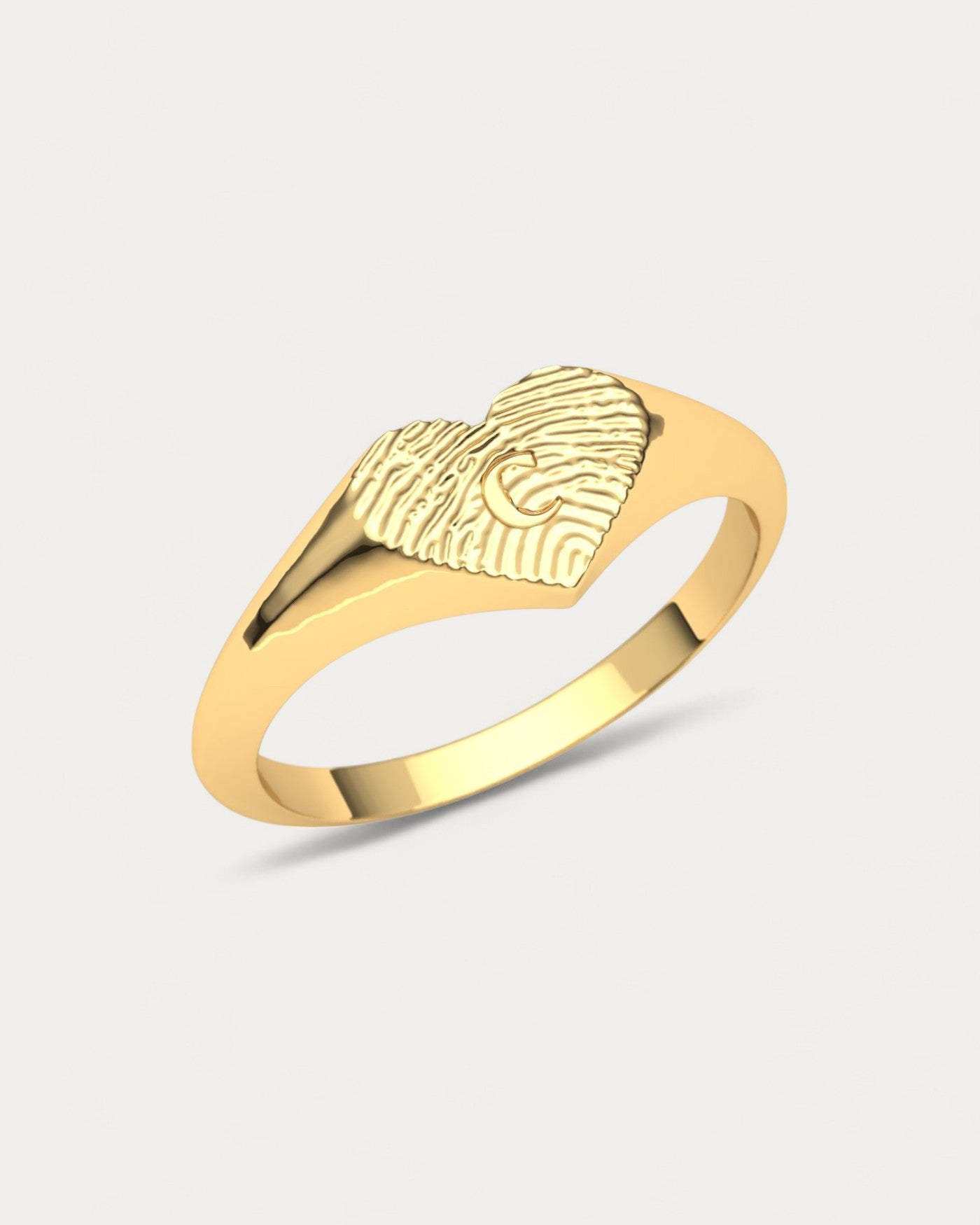 Anillo Sello Huella Corazón Oro
