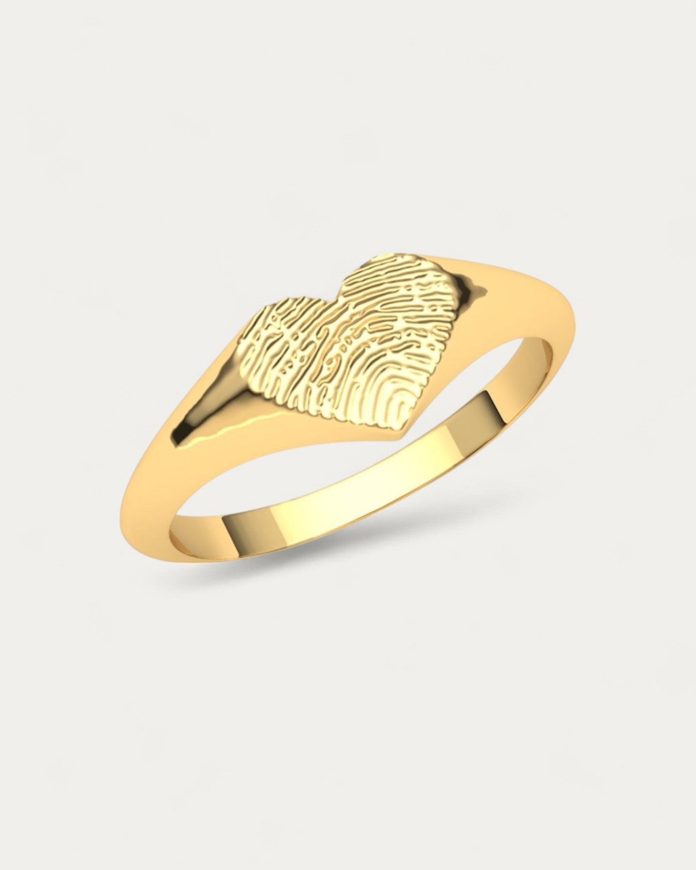 Anillo Sello Huella Corazón Oro