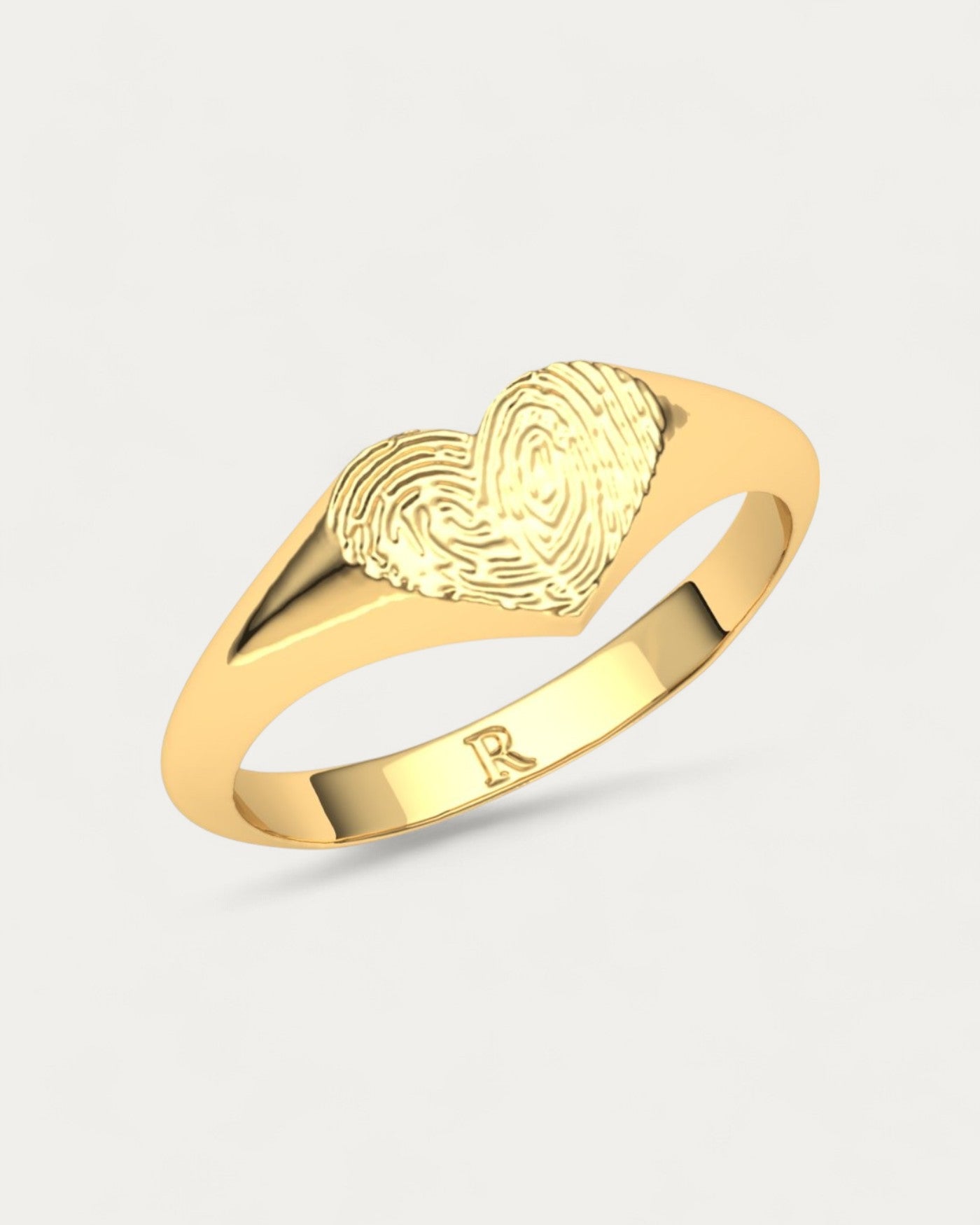 Anillo Sello Huella Corazón Oro