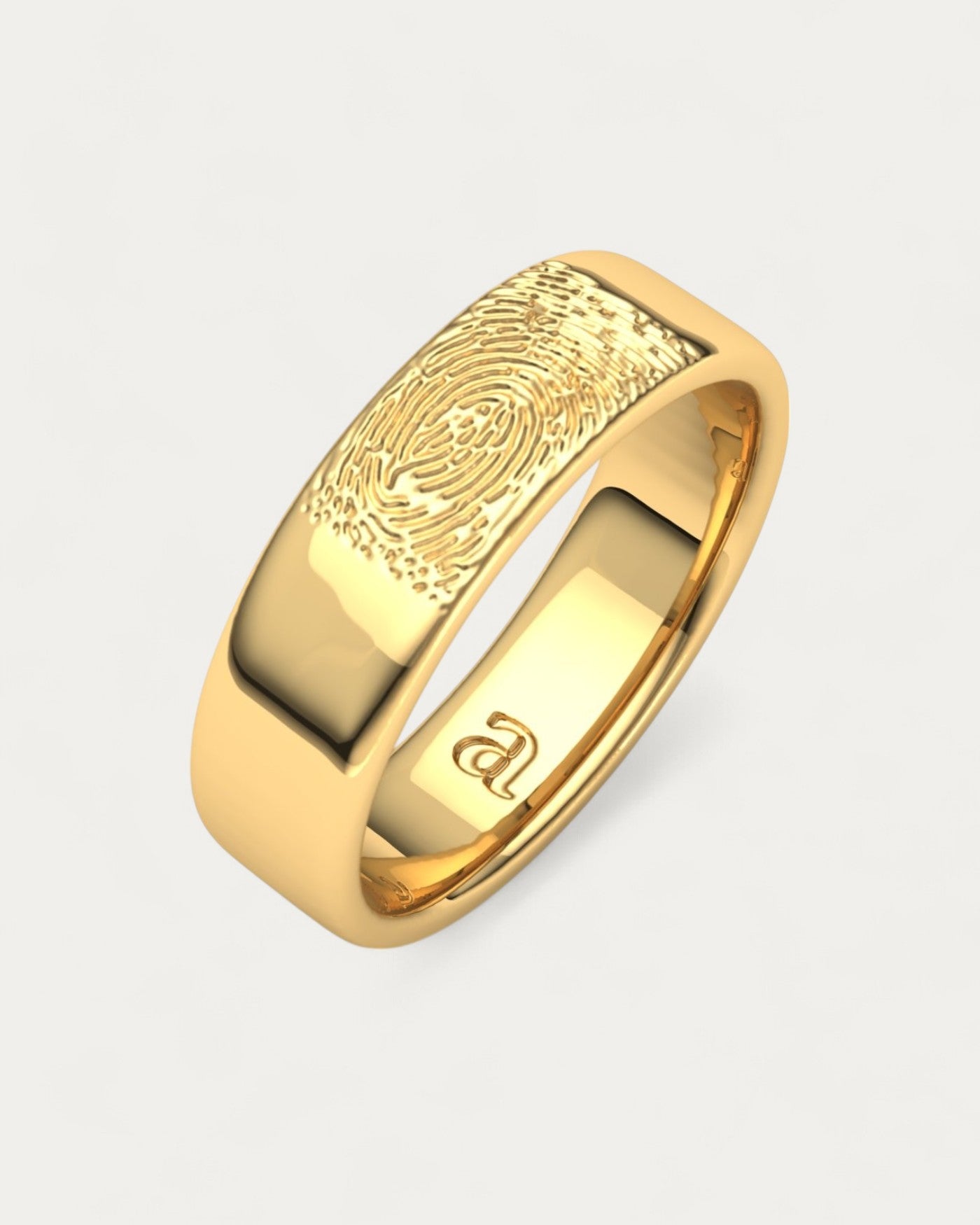 Alianza Con Huella Dactilar Hombre Oro