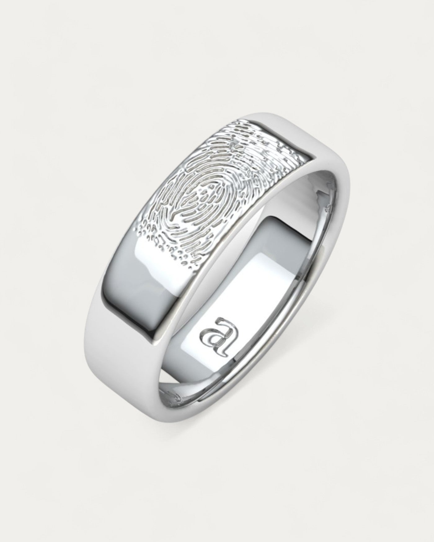 Alianza Con Huella Dactilar Hombre Plata