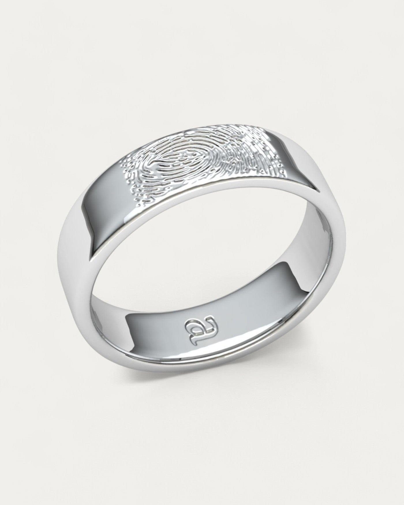 Alianza Con Huella Dactilar Hombre Plata