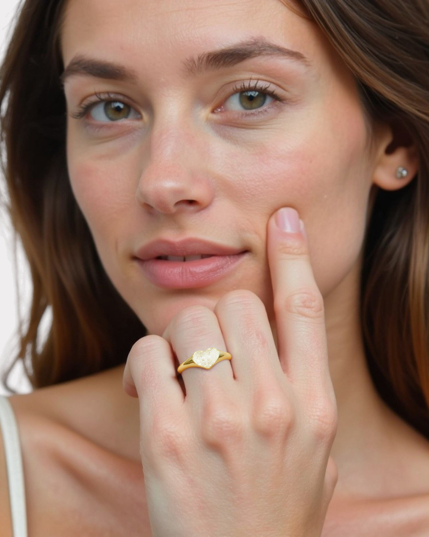 Anillo Sello Huella Corazón Oro