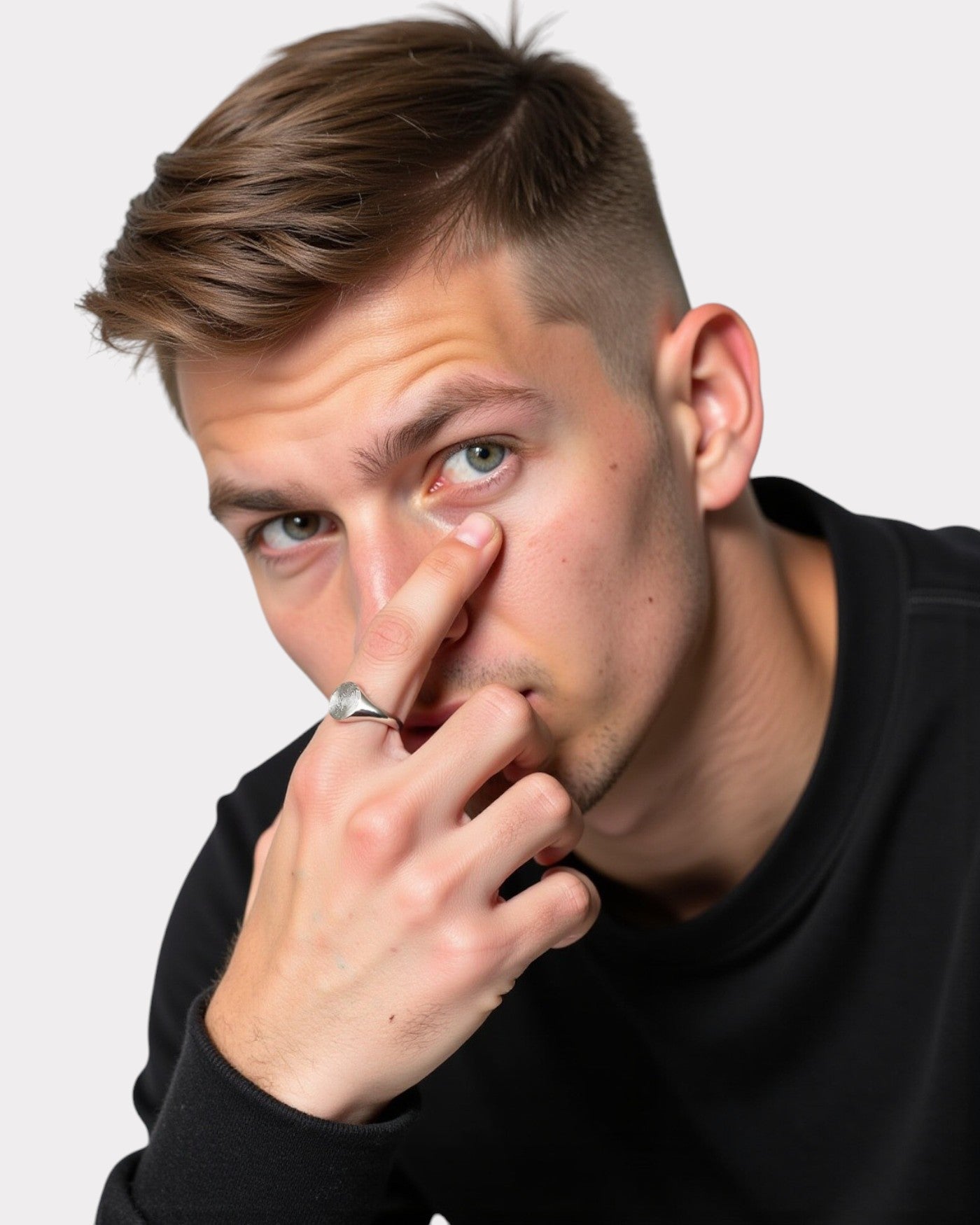 Anillo Sello Huella Ovalado Hombre Plata