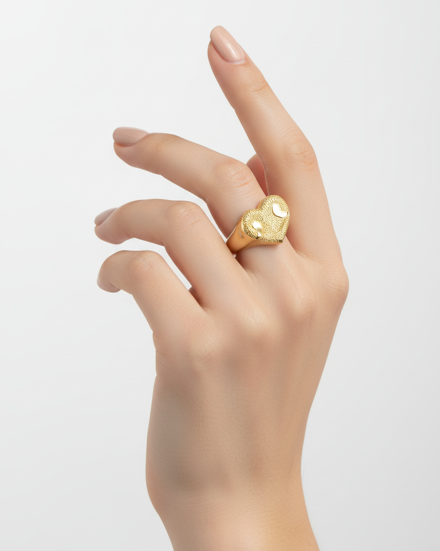 Anillo Huella Nariz Perro o Gato Dorado