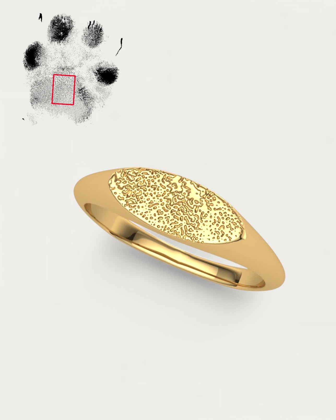 Anillo Sello Huella Mascota Ovalado Oro