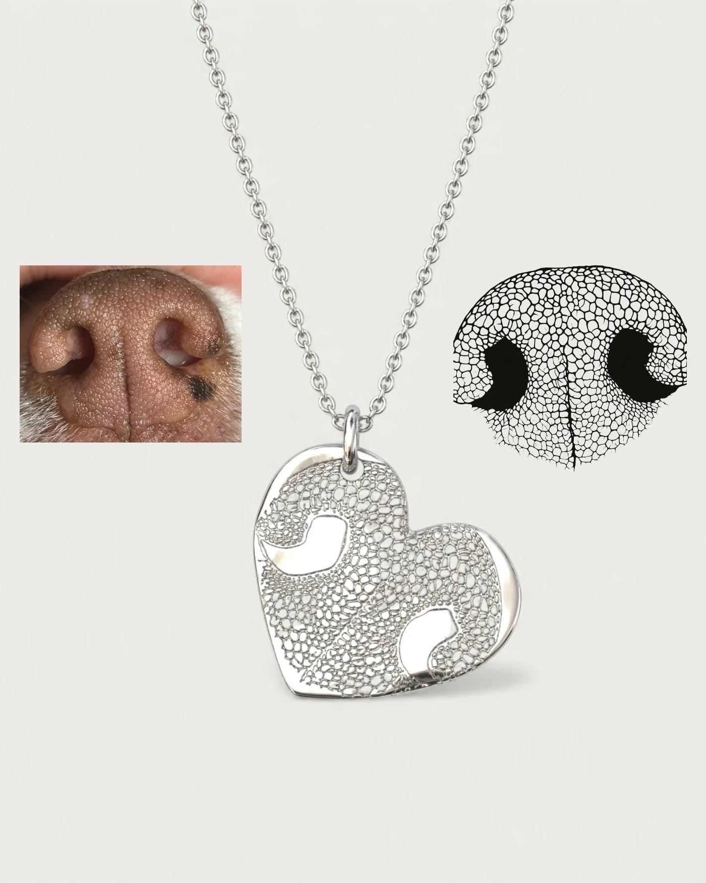 Colgante Huella Nariz Perro o Gato en Plata de Ley