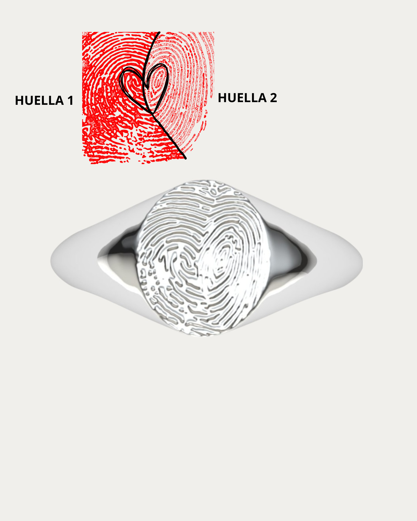 Anillo Sello Huella Ovalado Hombre Plata