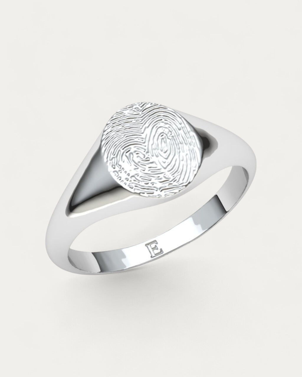 Anillo Sello Huella Ovalado Hombre Plata