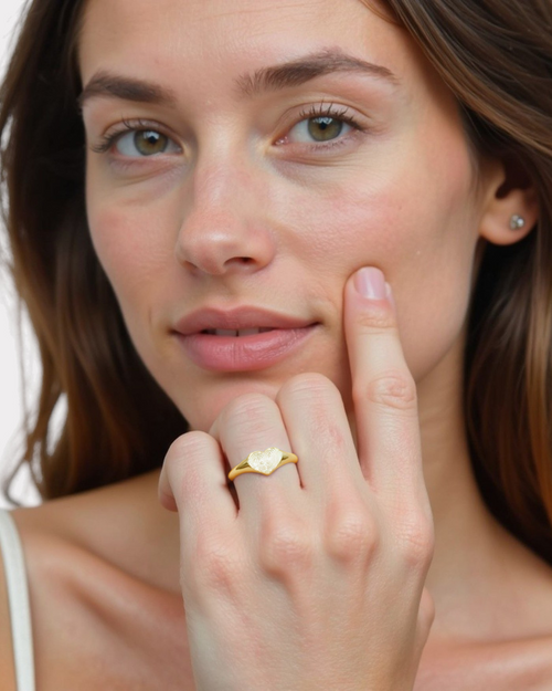 Anillo Sello Huella Corazón Oro