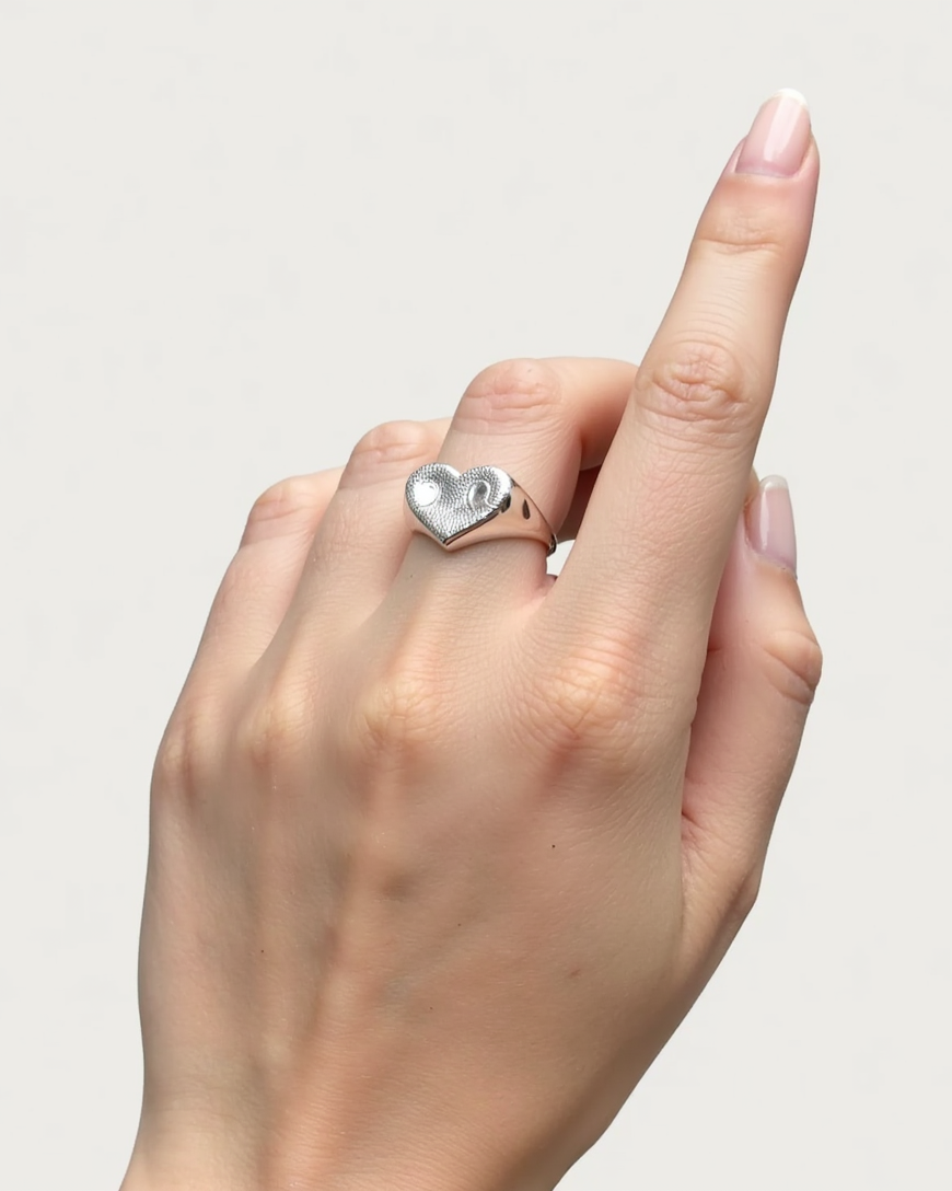 Anillo Huella Nariz Perro o Gato Dorado en Plata de Ley