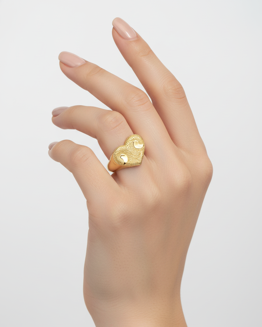 Anillo Huella Nariz Perro o Gato Dorado