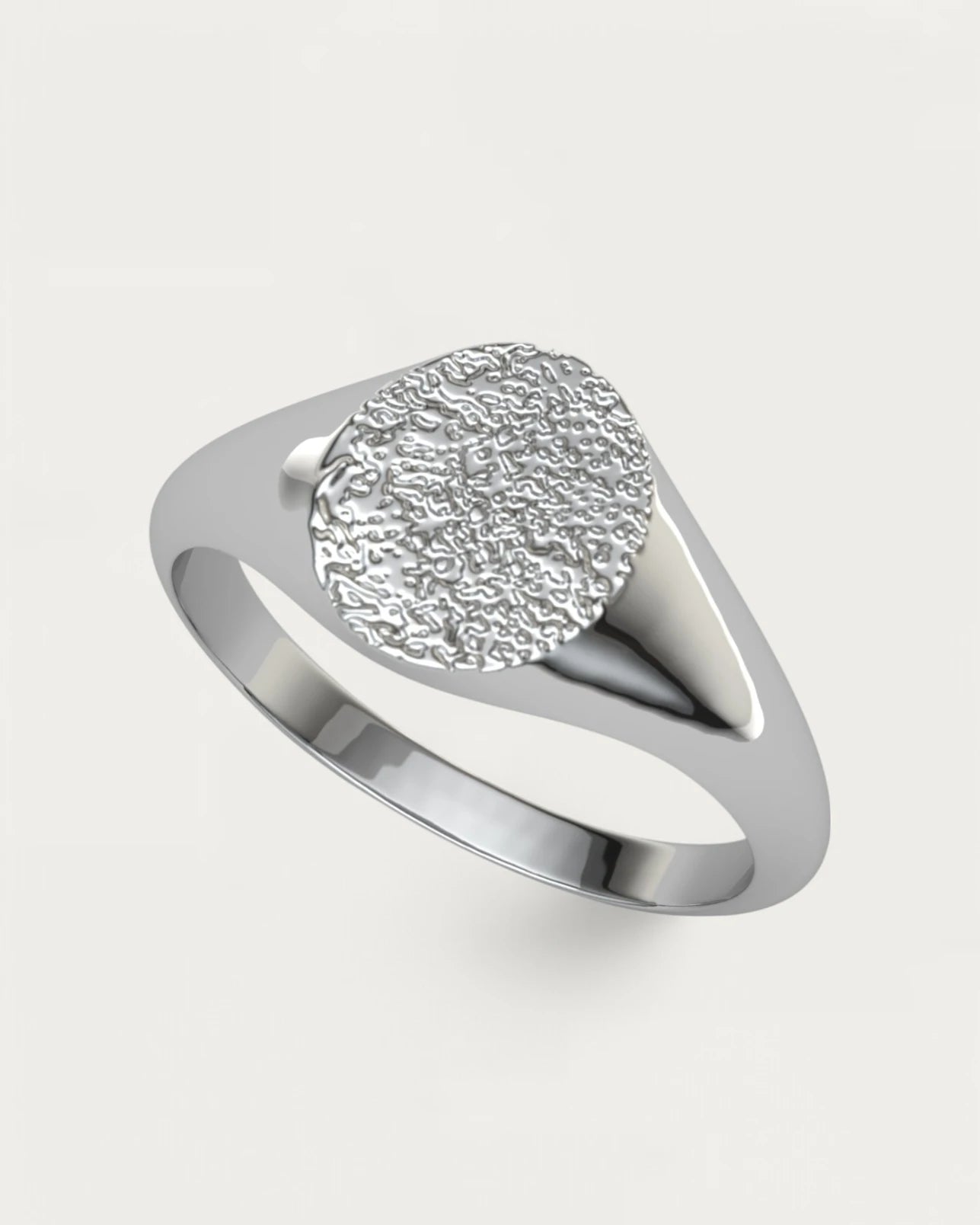 Anillo Sello Huella Ovalado Hombre Plata