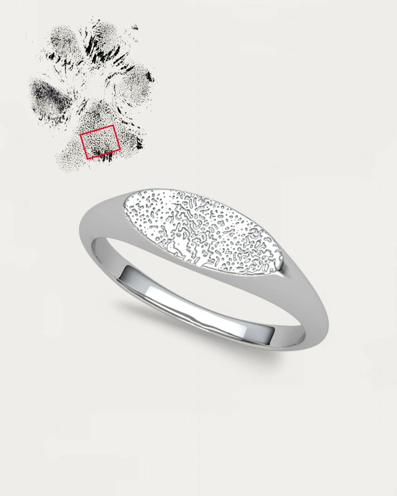 Anillo Sello con Huella Mujer Plata