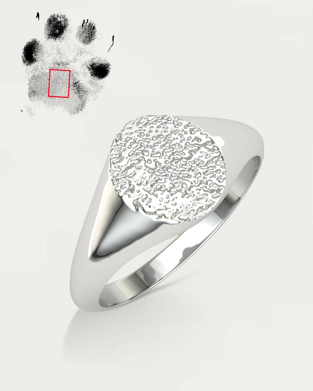 Anillo Sello Huella Ovalado Hombre Plata