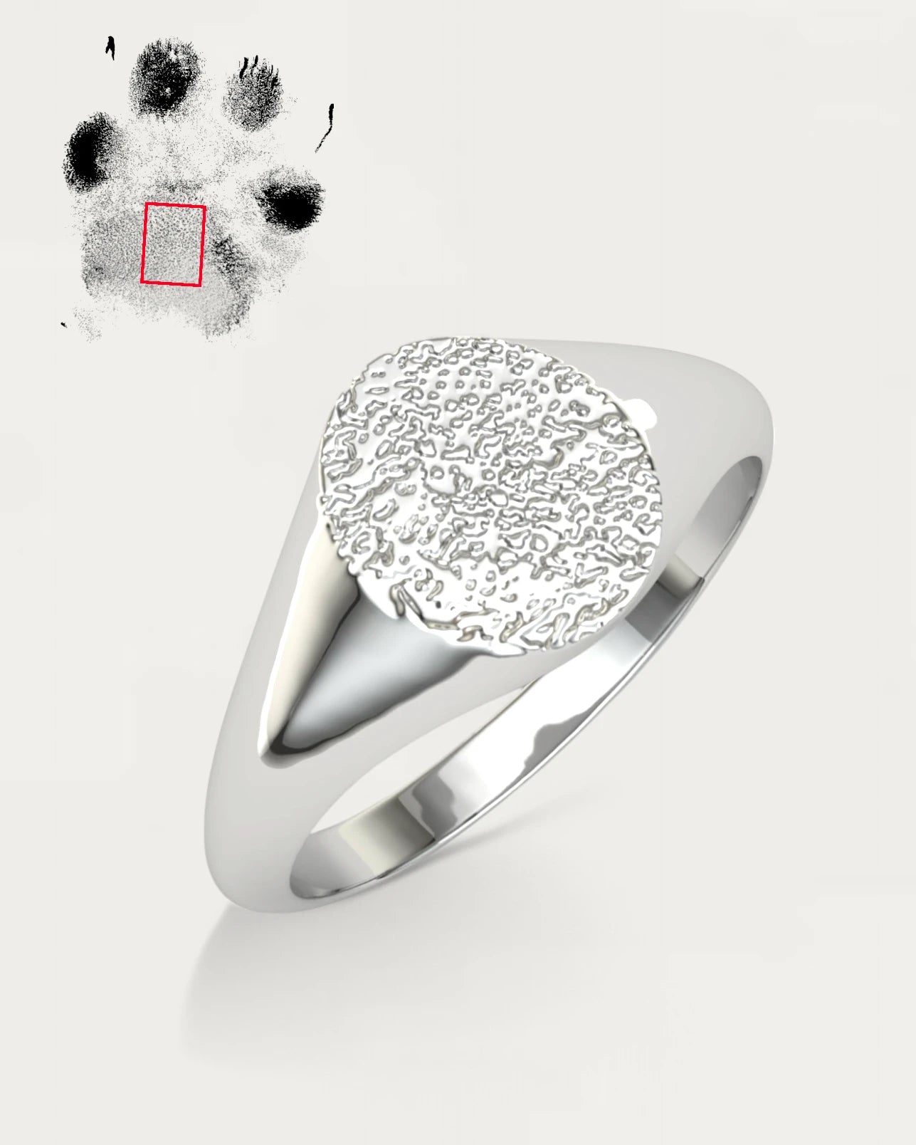 Anillo Sello Huella Ovalado Hombre Plata