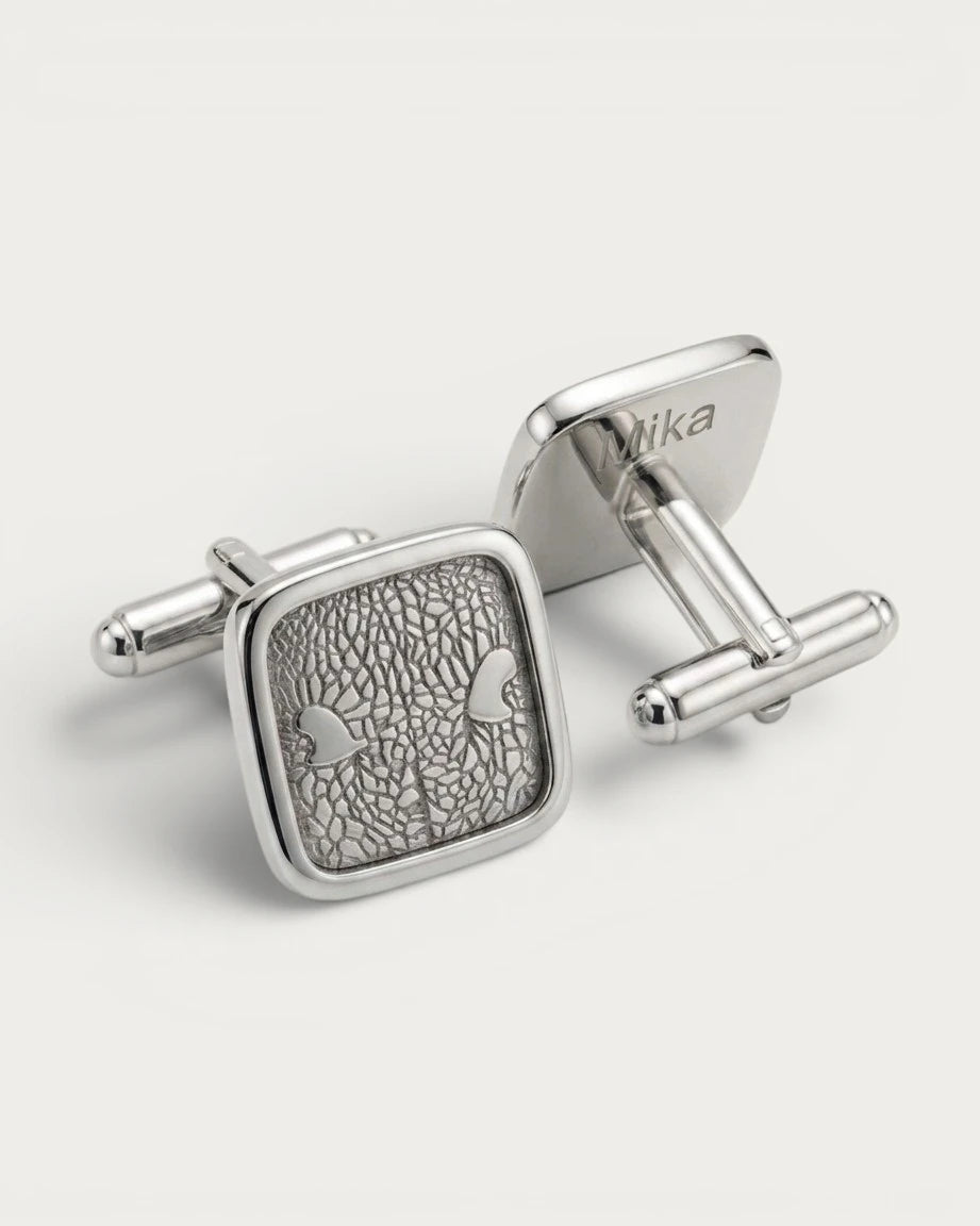 Gemelos de Plata de ley Cuadrados Personalizados huella u Hocico